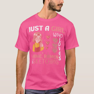 Camiseta Solo Un Chica Que Ama A Anime Ramen Y Esbozo