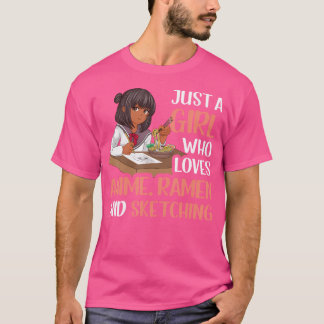 Camiseta Solo Un Chica Que Ama A Anime Ramen Y Esbozo