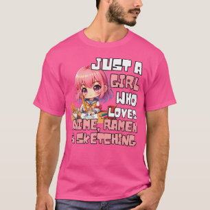 Camiseta Solo Un Chica Que Ama A Anime Ramen Y Esbozo