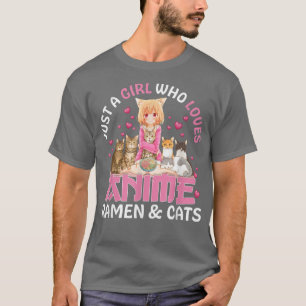 Camiseta Solo un Chica que ama a Anime Ramen y gata a Japón