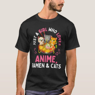 Camiseta Solo Un Chica Que Ama A Anime Ramen Y Gata A Kawai