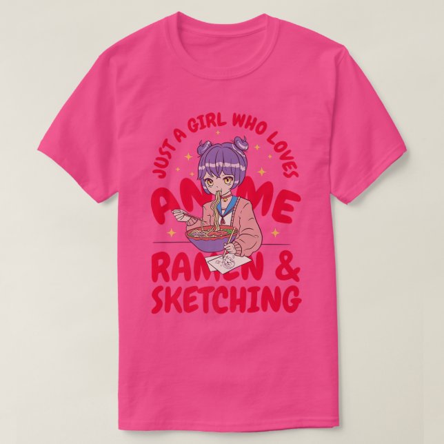 Camiseta Solo Un Chica Que Ama A Anime Ramen Y Sketching507 (Diseño del anverso)