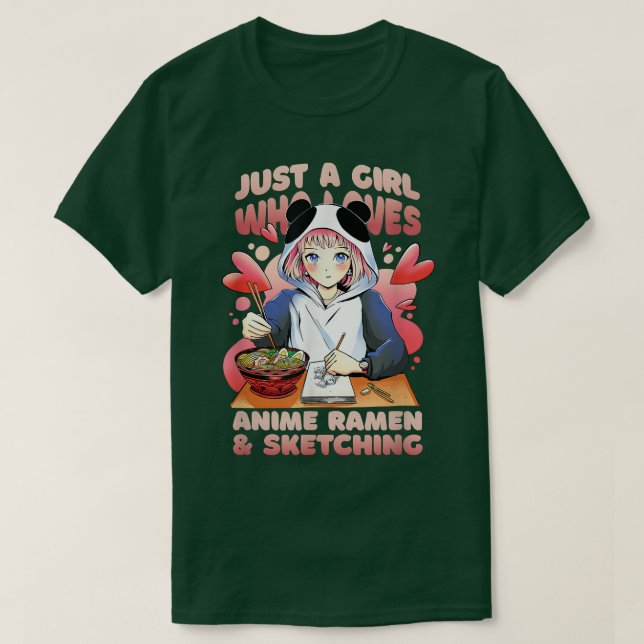 Camiseta Solo Un Chica Que Ama A Anime Ramen Y Sketching611 (Diseño del anverso)