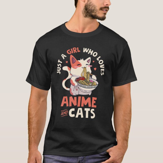 Camiseta Sólo Un Chica Que Ama A Anime Y A Los Gatos Ramen  (Anverso)