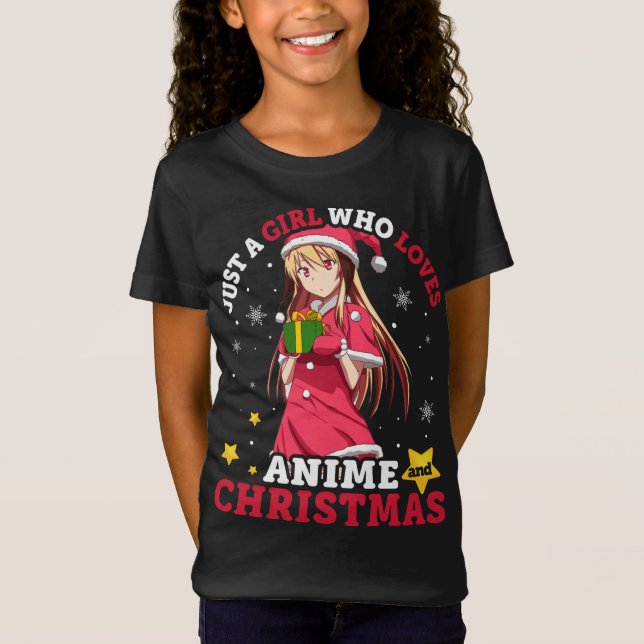 Camiseta Solo Un Chica Que Ama A Anime Y A Los Navidades Pa (Anverso)