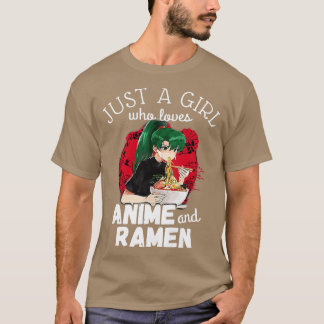 Camiseta Solo Un Chica Que Ama A Anime Y A Ramen Japonés