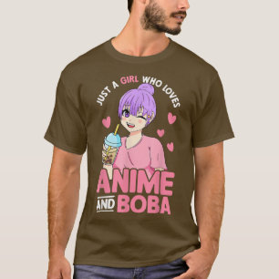Camiseta Solo Un Chica Que Ama A Anime Y Boba Otaku Anime M
