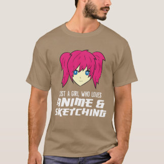 Camiseta Sólo un Chica que ama a Anime y esboza divertidos