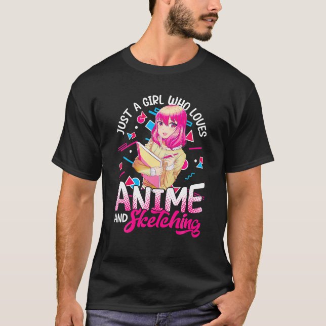 Camiseta Solo Un Chica Que Ama A Anime Y Esboza Otaku Y (Anverso)