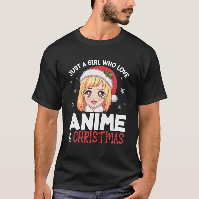 Camiseta Sólo Un Chica Que Ama A Anime Y Navidades Chicas S (Anverso)