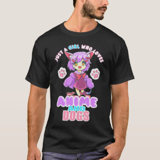 Camiseta Sólo Un Chica Que Ama A Anime Y Perro Chicas De Ma