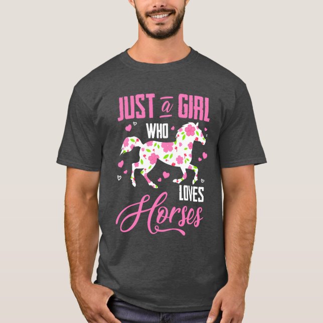 Camiseta Sólo un Chica que ama a caballo floral Equestri (Anverso)