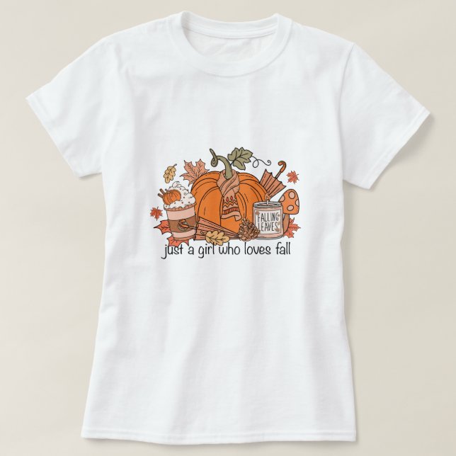Camiseta Solo un Chica que ama a caer el otoño (Diseño del anverso)