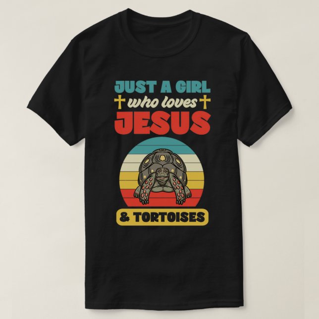 Camiseta Sólo un Chica que ama a Jesús y tortuga divertida  (Diseño del anverso)