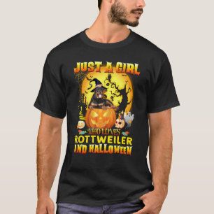 Camiseta Sólo un Chica que ama a la Gorra Rottweiler Witch