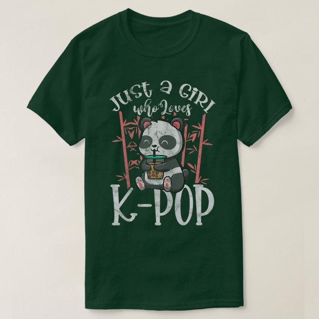 Camiseta Solo un Chica que ama a la K-Pop Panda Boba Anime  (Diseño del anverso)