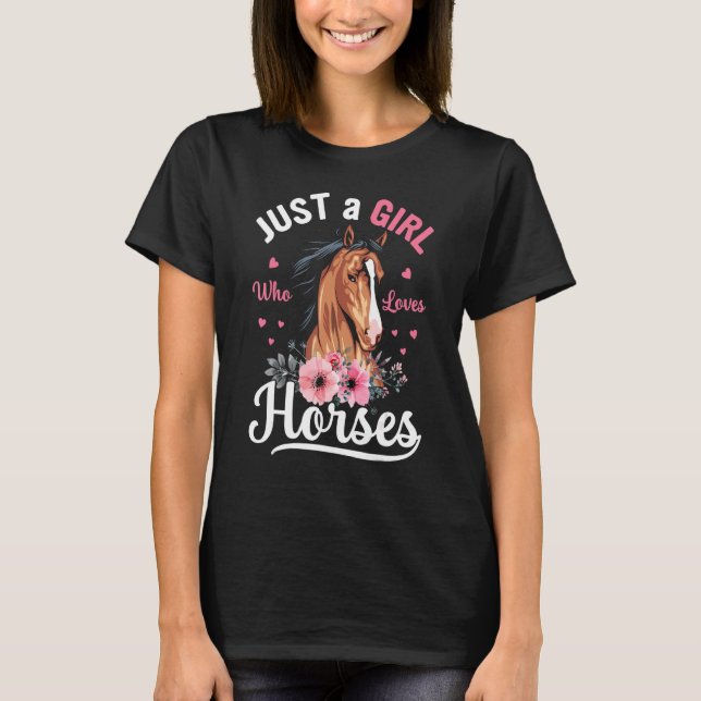 Camiseta Solo Un Chica Que Ama A La Vaquera De Caballos De  (Anverso)