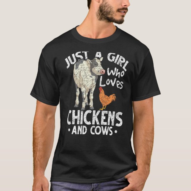 Camiseta Sólo Un Chica Que Ama A Las Gallinas Y Vacas De La (Anverso)