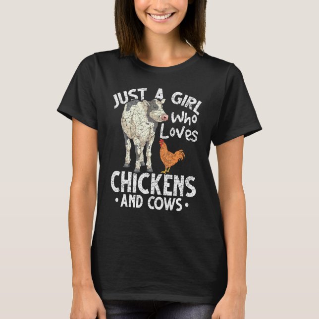 Camiseta Sólo Un Chica Que Ama A Las Gallinas Y Vacas De La (Anverso)