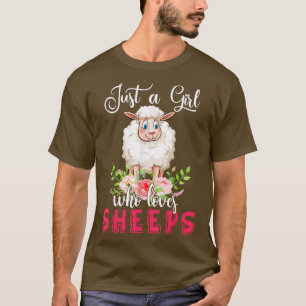 Camiseta Sólo Un Chica Que Ama A Las Ovejas Flores Florales