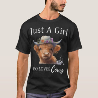 Camiseta Sólo un Chica que ama a las vacas adorables vacas 