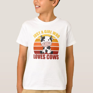 Camiseta Sólo un Chica que ama a las vacas dulces atardecer