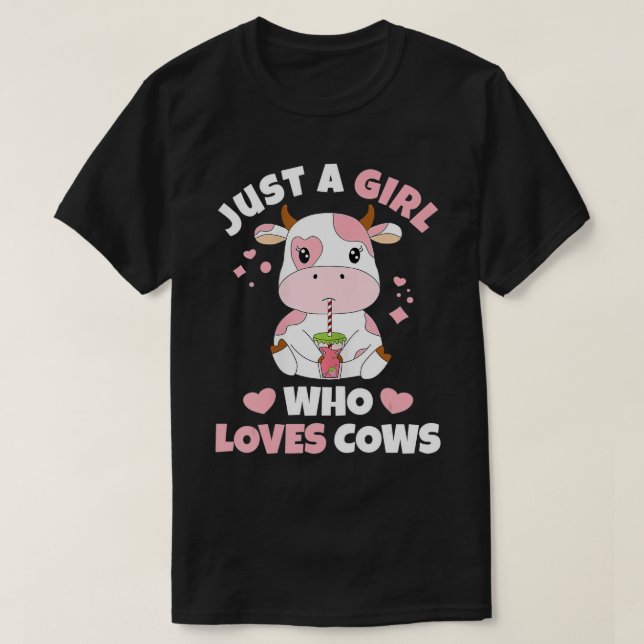 Camiseta Solo un Chica que ama a las vacas fresas y vacas (Diseño del anverso)