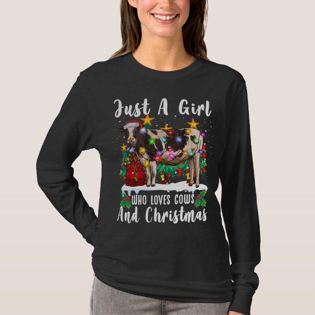 Camiseta Solo Un Chica Que Ama A Las Vacas Y A Los Navidade (Anverso)