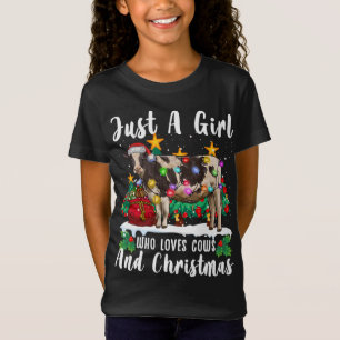Camiseta Solo Un Chica Que Ama A Las Vacas Y A Los Navidade