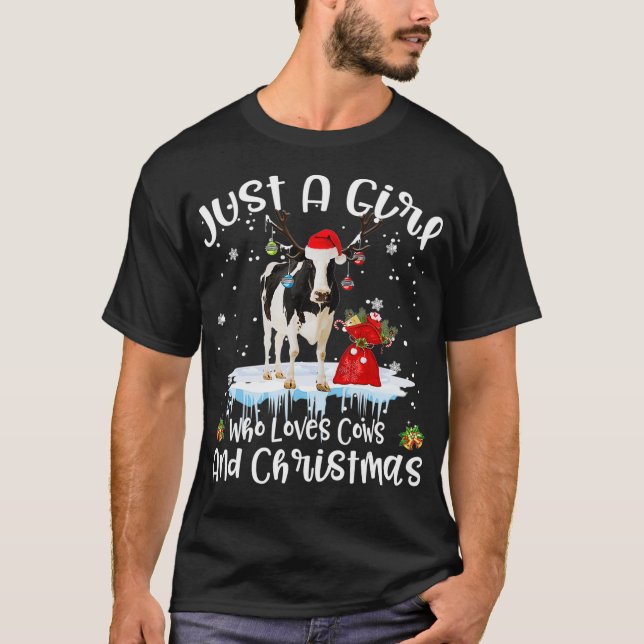 Camiseta Solo Un Chica Que Ama A Las Vacas Y A Los Navidade (Anverso)
