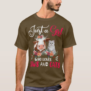 Camiseta Sólo un Chica que ama a las vacas y los gatos agri