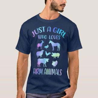 Camiseta Sólo un Chica que ama a los animales de granja - C