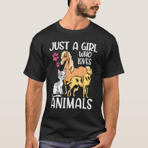 Camiseta Sólo un Chica que ama a los animales Perro Caballo