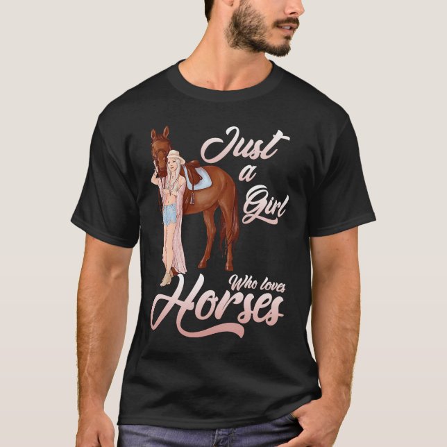 Camiseta Sólo un Chica que ama a los caballos acuarela (Anverso)