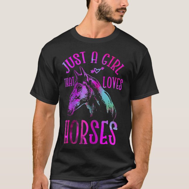 Camiseta Sólo Un Chica Que Ama A Los Caballos Con Efecto De (Anverso)