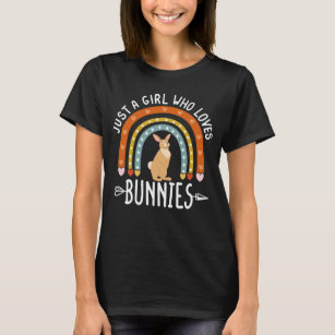 Camiseta Sólo un Chica que ama a los conejitos arcoiris lin