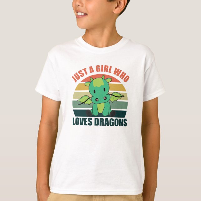Camiseta Sólo un Chica que ama a los dragones animales de c (Anverso)