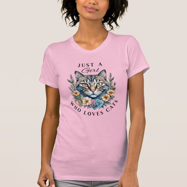 Camiseta Sólo un Chica que ama a los gatos (Anverso)