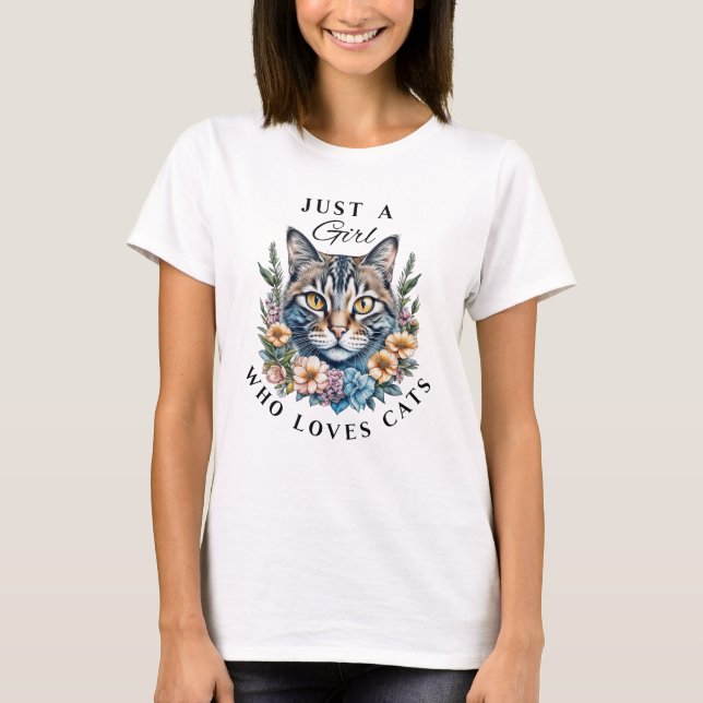 Camiseta Sólo un Chica que ama a los gatos (Anverso)