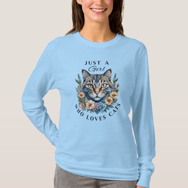 Camiseta Sólo un Chica que ama a los gatos (Anverso)
