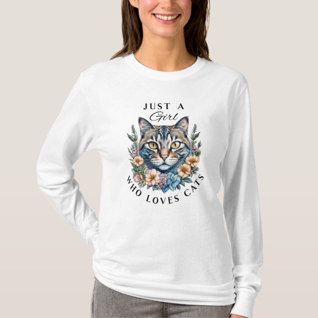 Camiseta Sólo un Chica que ama a los gatos (Anverso)