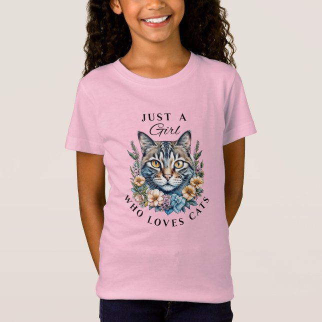 Camiseta Sólo un Chica que ama a los gatos (Anverso)