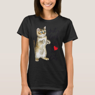 Camiseta Sólo un Chica que ama a los gatos acuarela mujeres