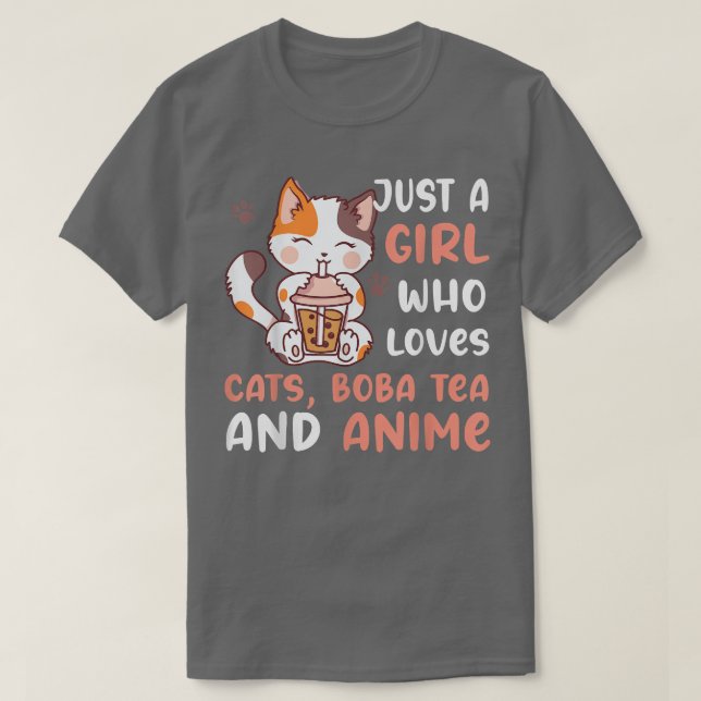 Camiseta Solo Un Chica Que Ama A Los Gatos Boba Tea Y Anime (Diseño del anverso)