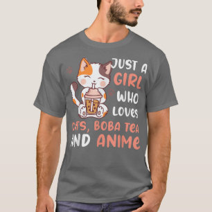 Camiseta Solo Un Chica Que Ama A Los Gatos Boba Tea Y Anime