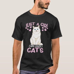 Camiseta Solo un Chica que ama a los gatos de muñecas blanc
