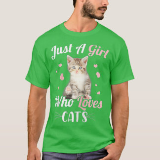 Camiseta Sólo un Chica que ama a los gatos lindos Raglan
