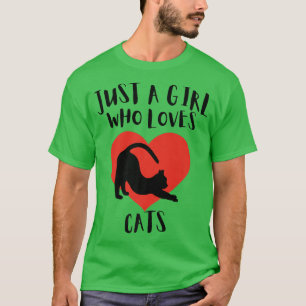 Camiseta Sólo Un Chica Que Ama A Los Gatos Negros Cute Blan