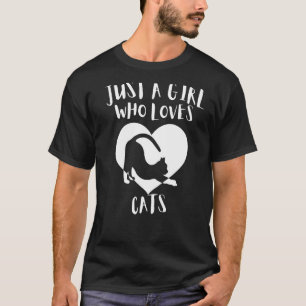 Camiseta Sólo Un Chica Que Ama A Los Gatos Negros Cute Blan