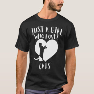 Camiseta Sólo Un Chica Que Ama A Los Gatos Negros Cute Blan